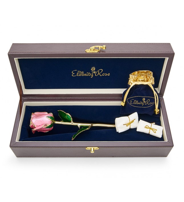 Rosa glasierte Rose & Schmuckset. Herz-Design