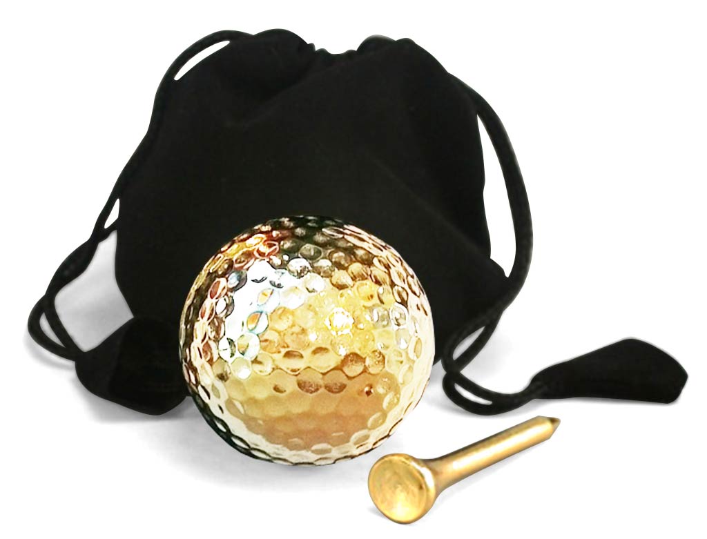 Vergoldeter Golfball & Tee-Set. Nur zur Anzeige